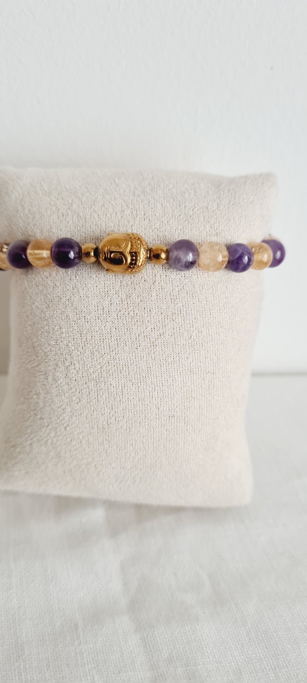 Bracelet Améthyste Citrine Bouddha - Lithothérapie Spirituel France
