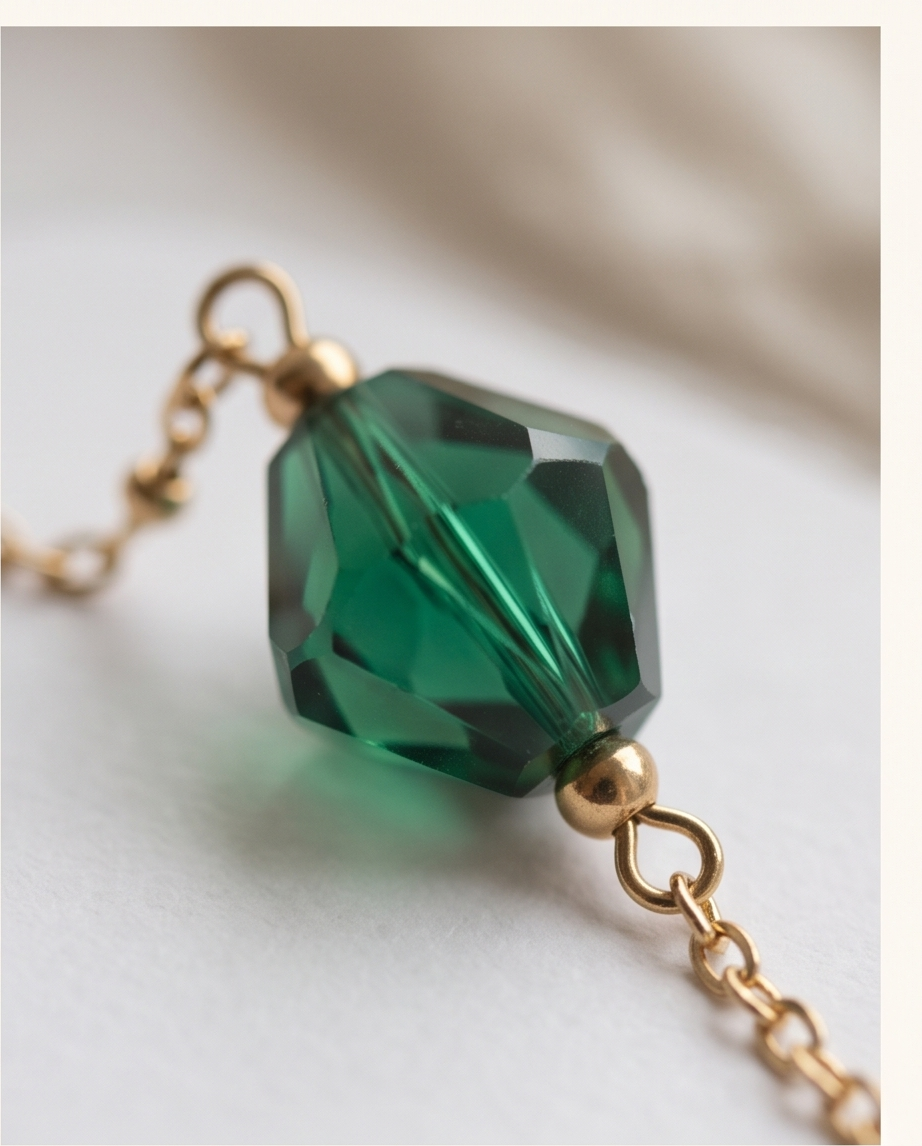Boucles d'Oreilles Cristal Vert | Pierre Naturelle | Élaine Bohème