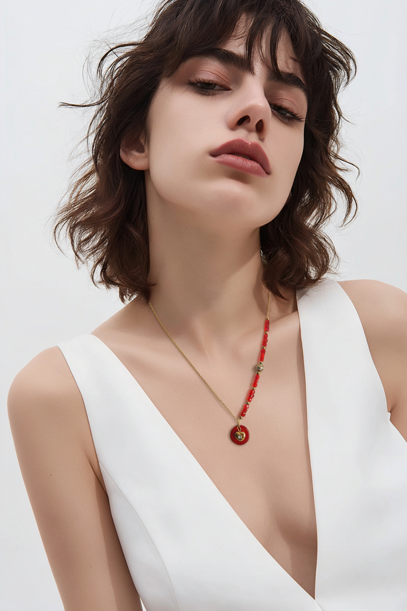 Collier Cœur Rouge Passion - Acier Inoxydable