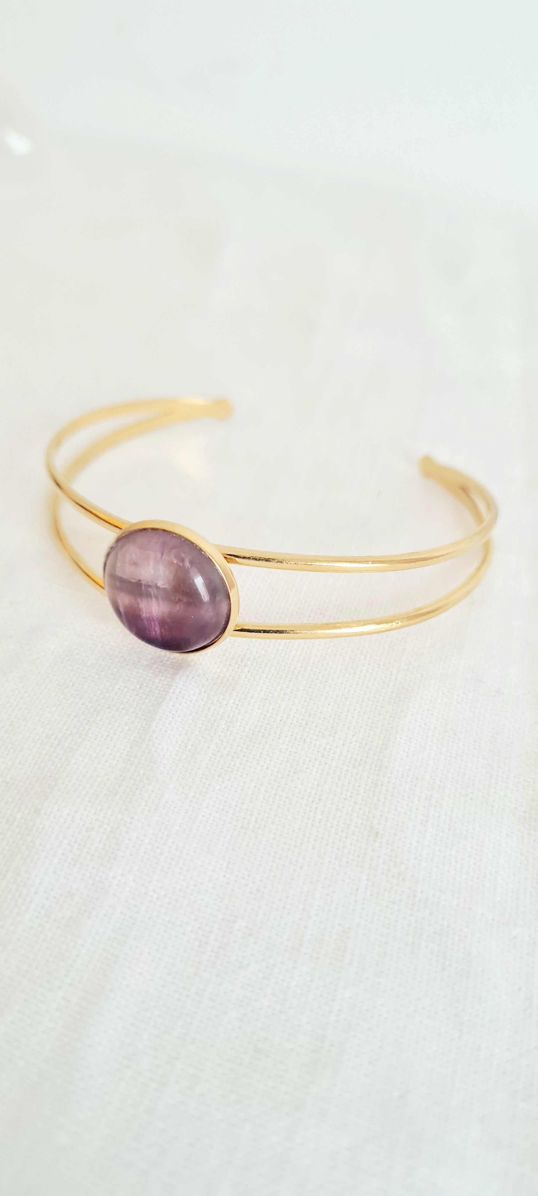 Bracelet Amelia – Améthyste & Acier Inoxydable, Lithothérapie