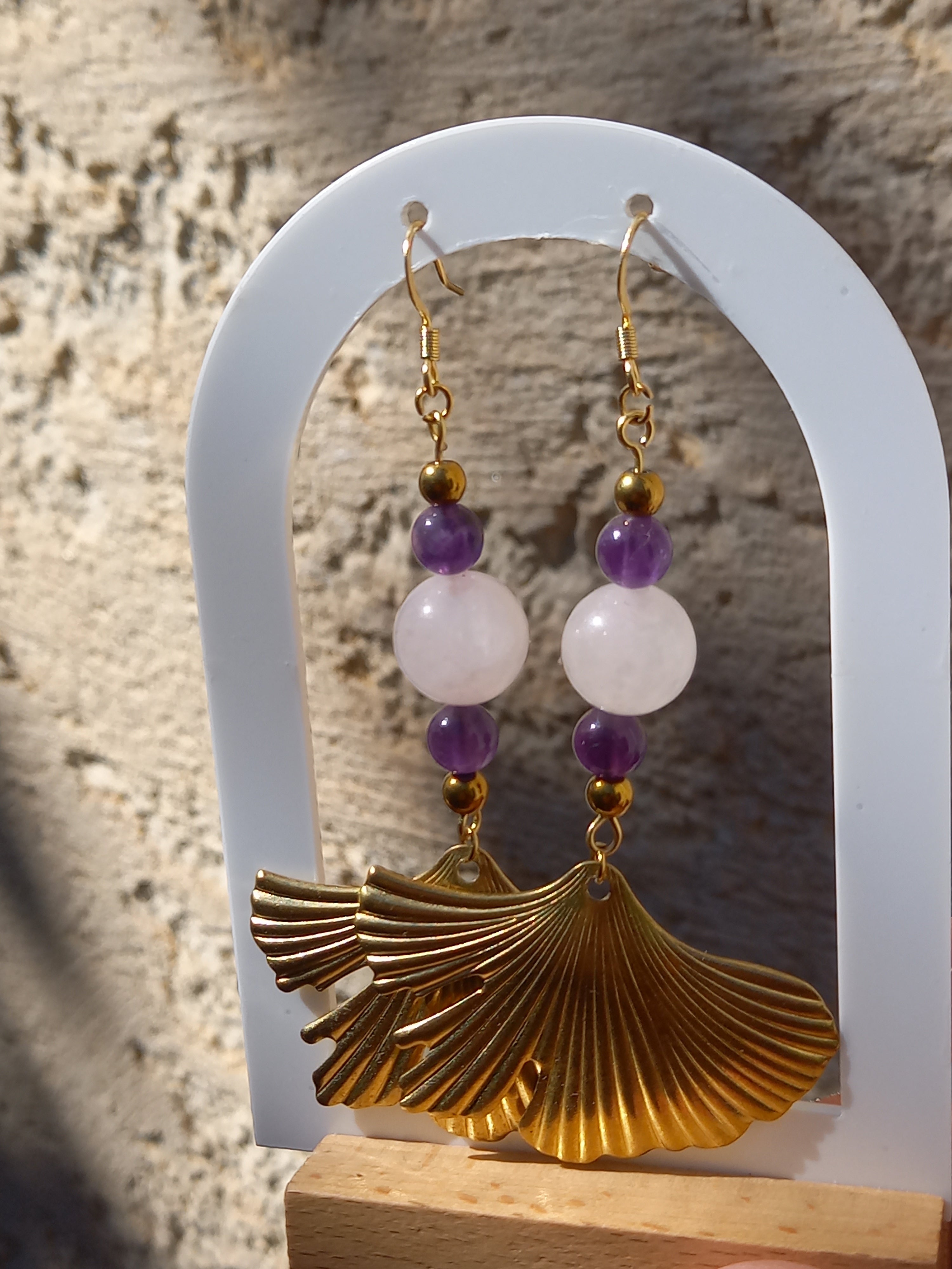 Boucles d'oreilles bohème rose