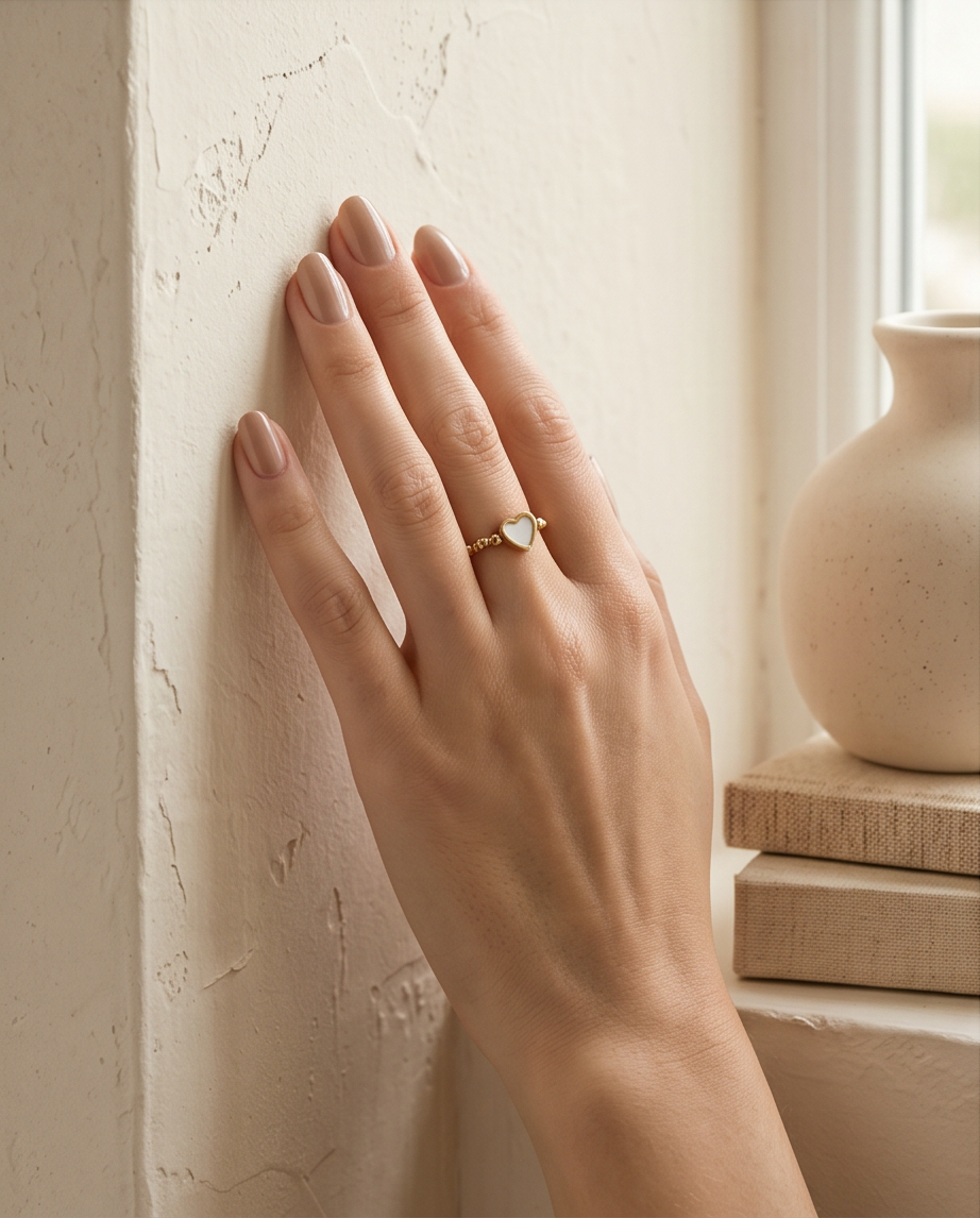 Bague Ajustable Nacre - Acier Inoxydable Plaquage Or - Bijou Élégant Femme France