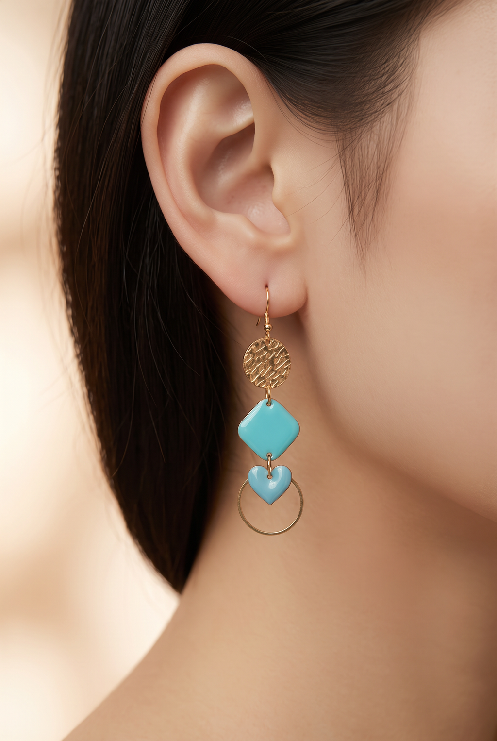 Boucles d'oreilles tendance couleur bleu lac
