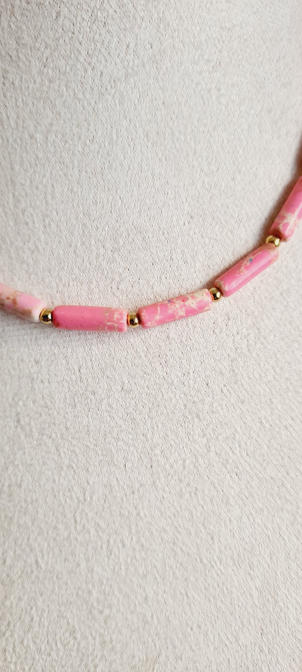 Collier lithotherapie pierre naturelle et acier inoxydable bella rosa