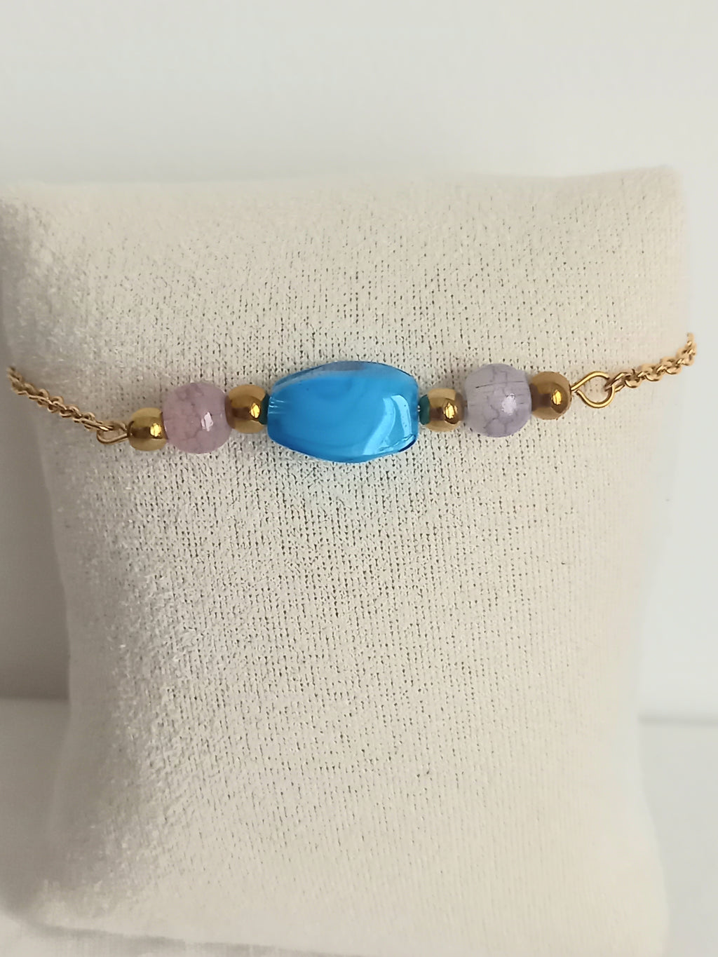 Bracelet Bohème Acier Inoxydable - Verre Perles Élégant 17cm