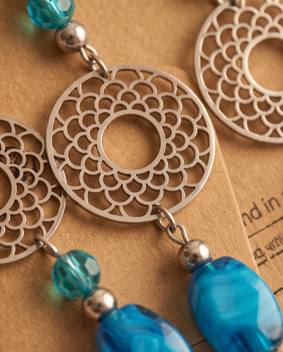Boucles d'oreilles Perles de Verre Bleues – Fait Main France