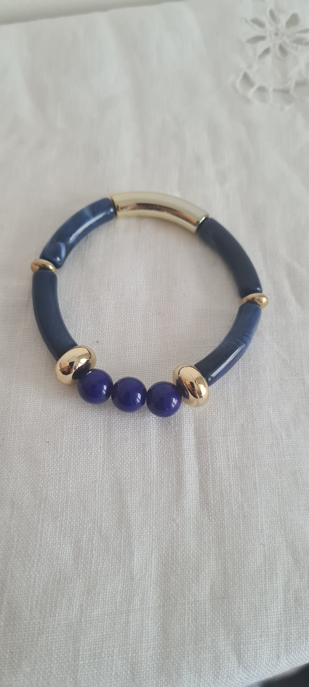 Duo de Bracelets Élégants – Perles de Verre & Acétate Doré | Fait Main en France