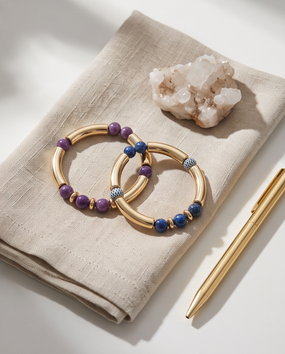 Lot de bracelets en perles de marbre