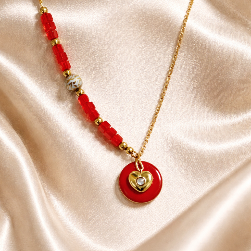 Collier Cœur Rouge Passion - Acier Inoxydable