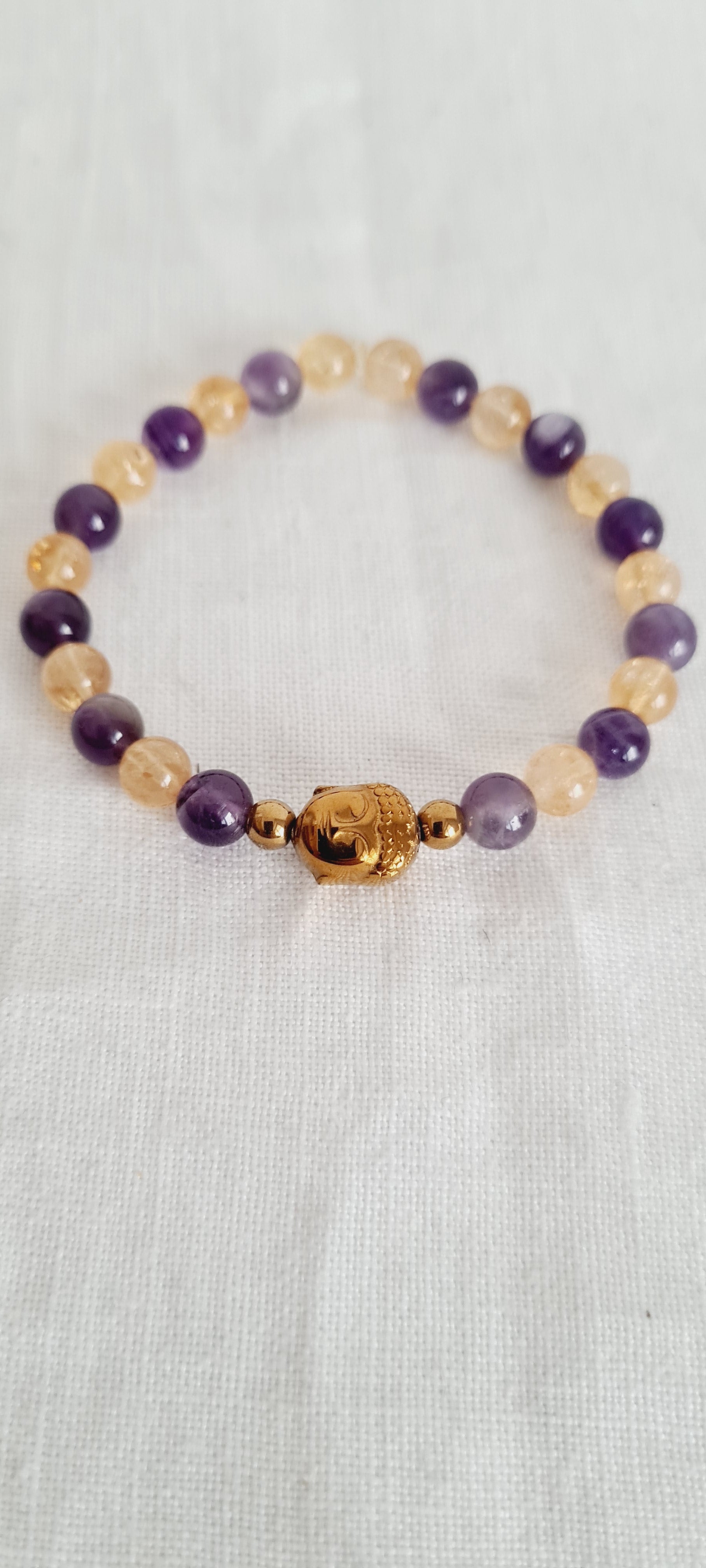 Bracelet Améthyste Citrine Bouddha - Lithothérapie Spirituel France