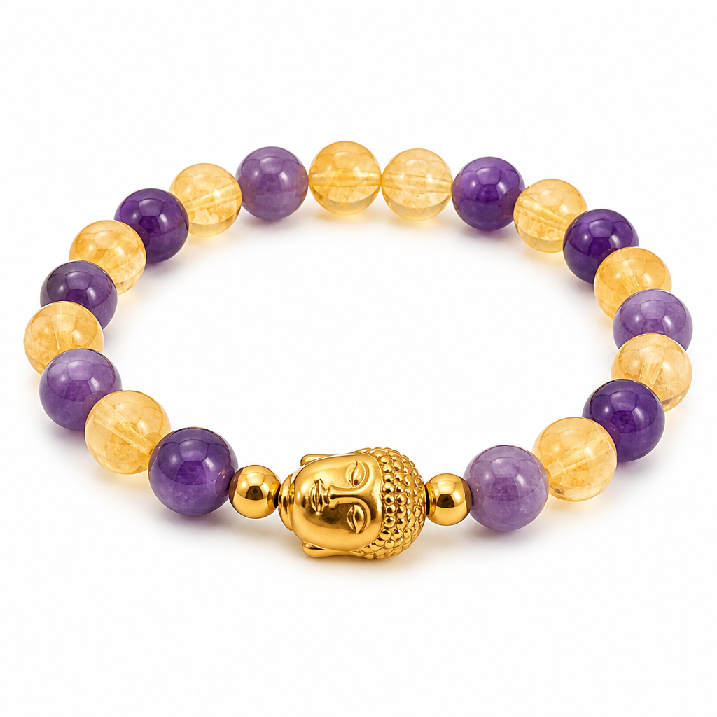 Bracelet Améthyste & Citrine – Lithothérapie | Fait Main France