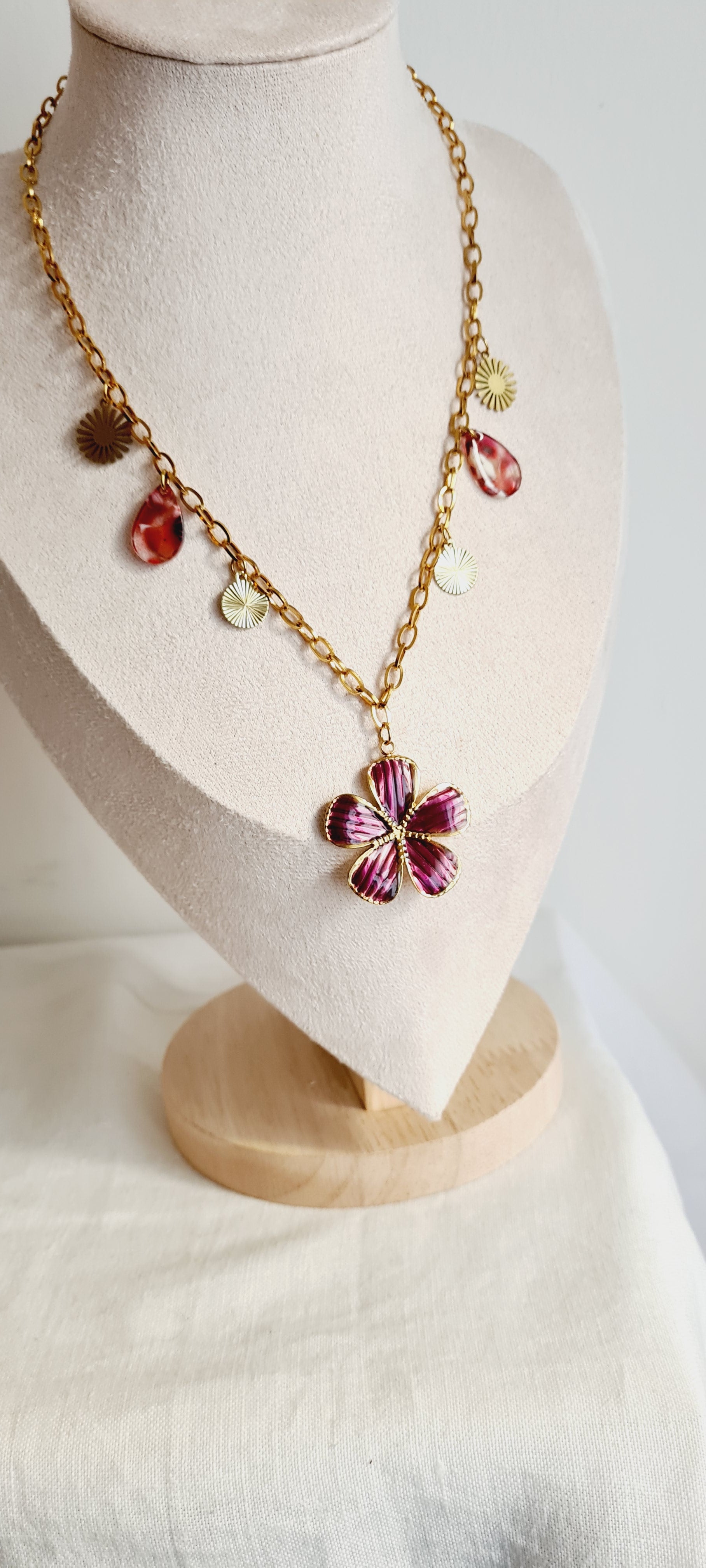 Collier tendance à breloques , acier inoxydable cintia