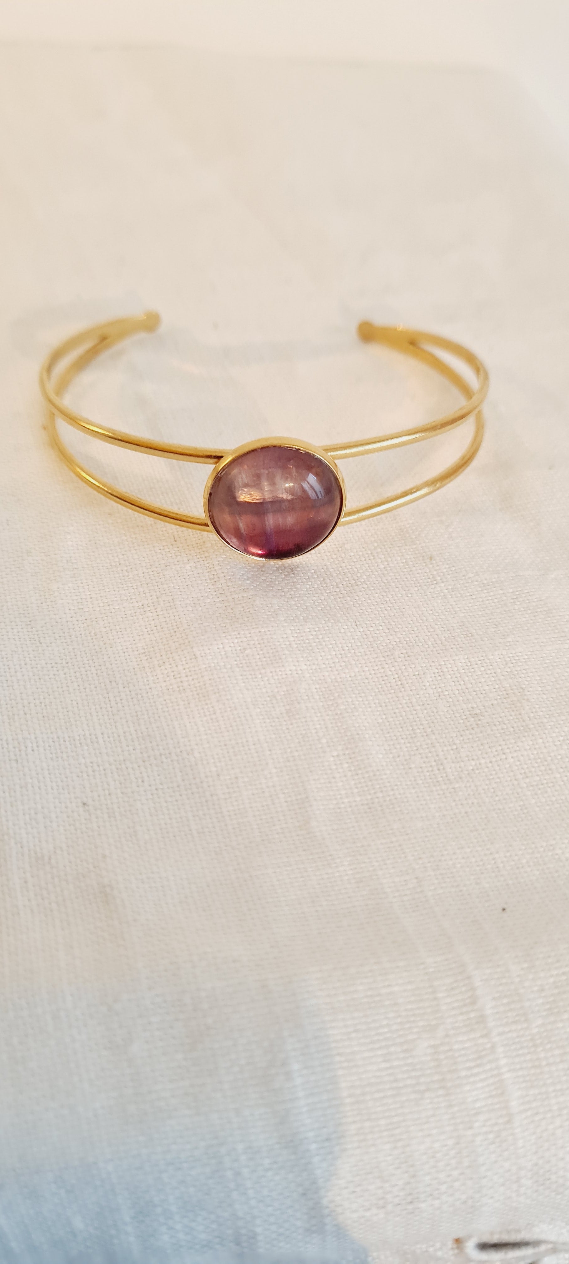 Bracelet Amelia – Améthyste & Acier Inoxydable, Lithothérapie