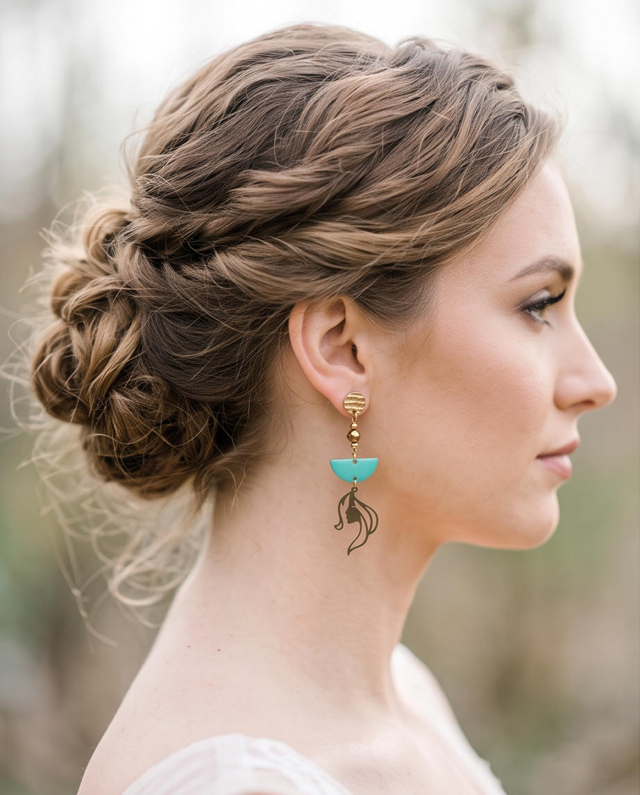 Boucles d'oreilles noir, rouge , bleu et doré - Breloques acier inoxydable émail