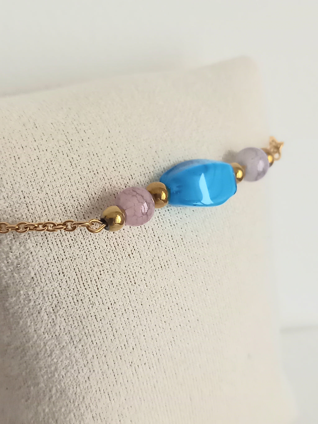 Bracelet Bohème Acier Inoxydable - Verre Perles Élégant 17cm