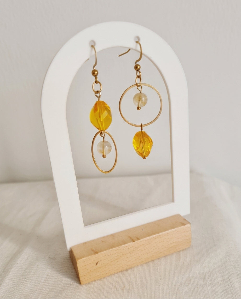 Boucles d'oreilles Citrine & Cristal – Bijou Bohème Fait Main