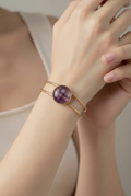 Bracelet Amelia – Améthyste & Acier Inoxydable, Lithothérapie