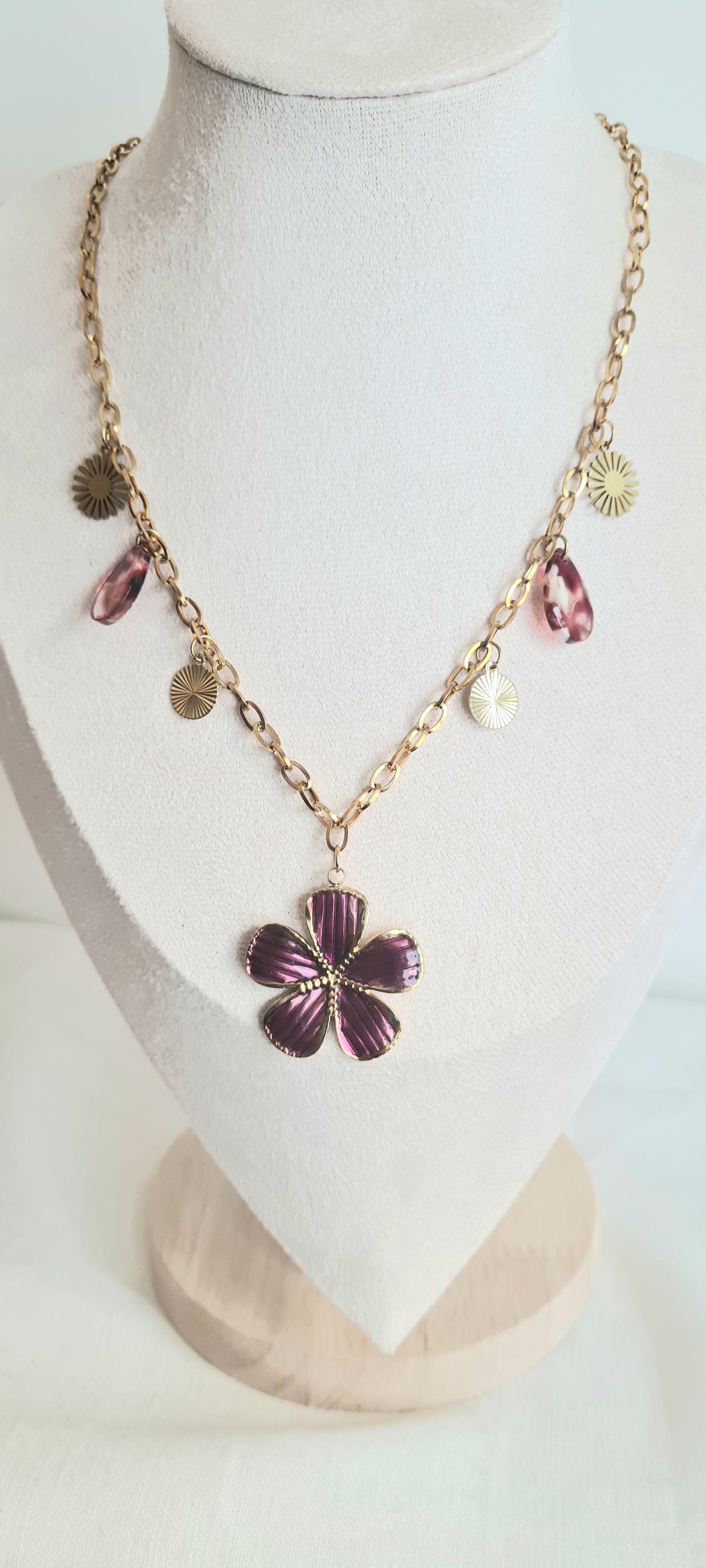 Collier tendance à breloques , acier inoxydable cintia