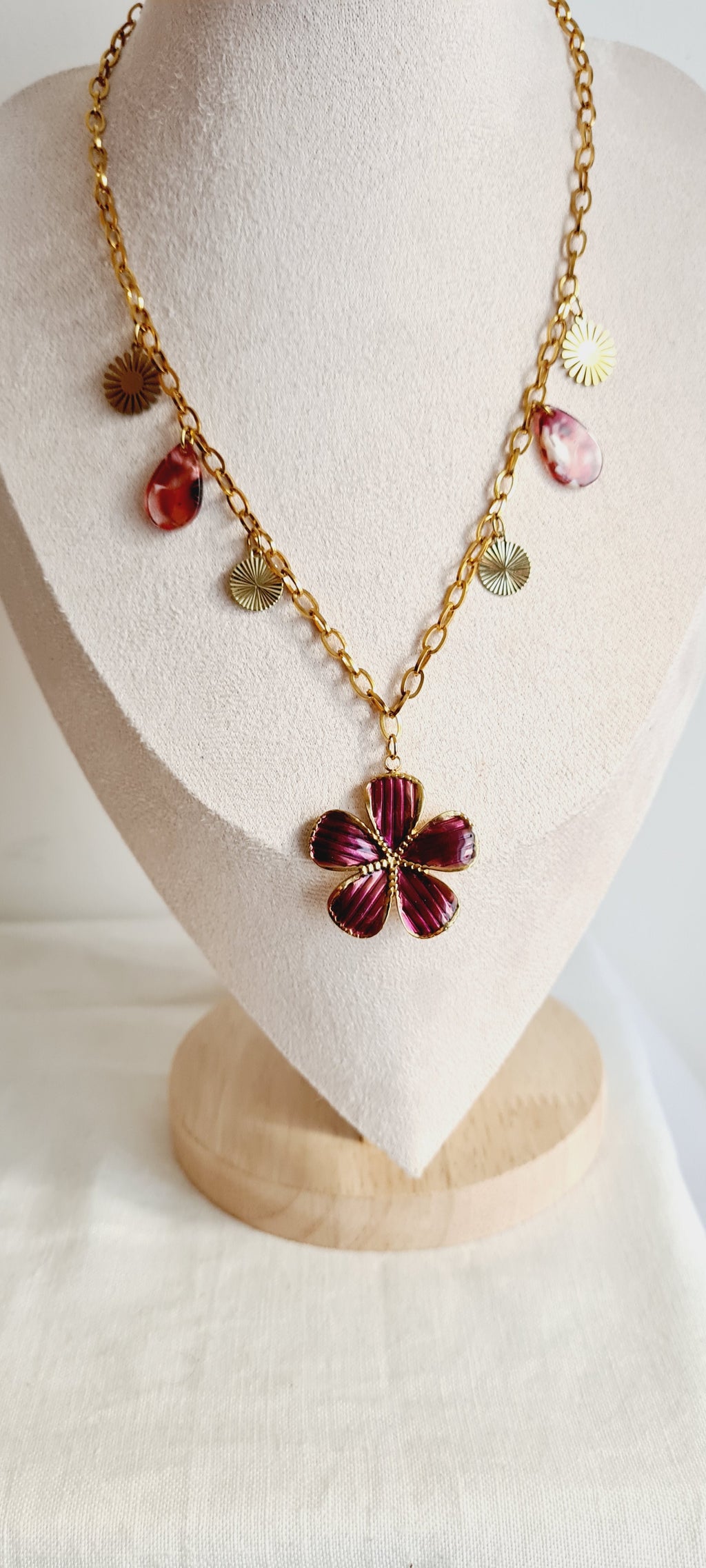 Collier tendance à breloques , acier inoxydable cintia
