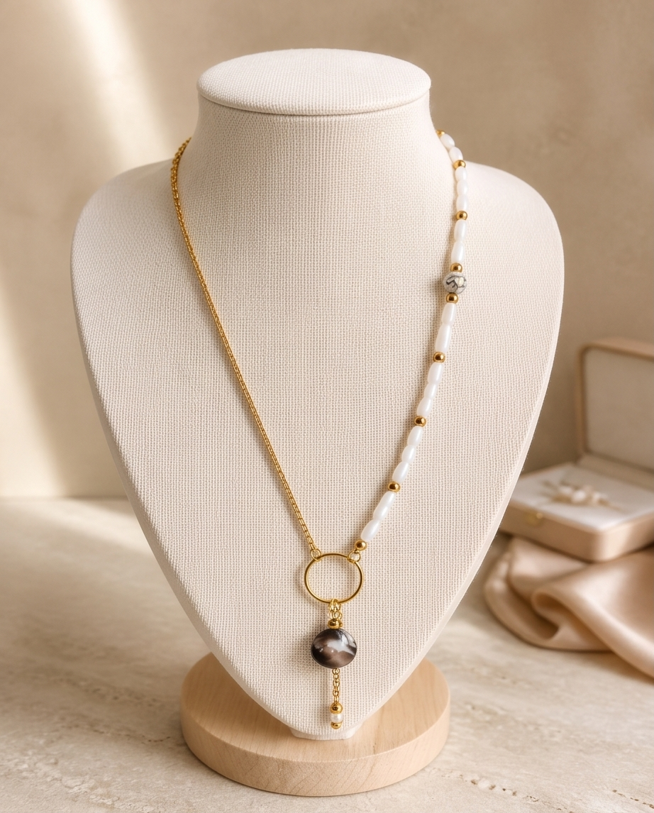 Collier Anaia - Coquillage, Nacre & Acier Inoxydable
