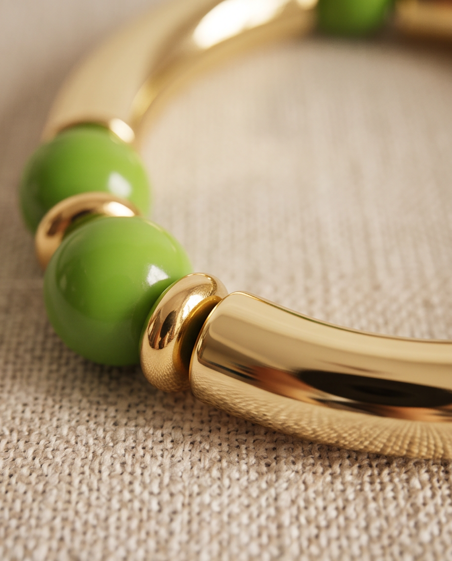 Bracelet Tendance Verre & Lumière Vert Pomme – Fait Main France