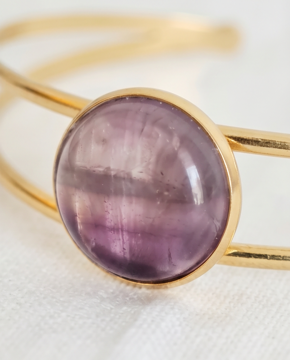 Bracelet Amelia – Améthyste & Acier Inoxydable, Lithothérapie