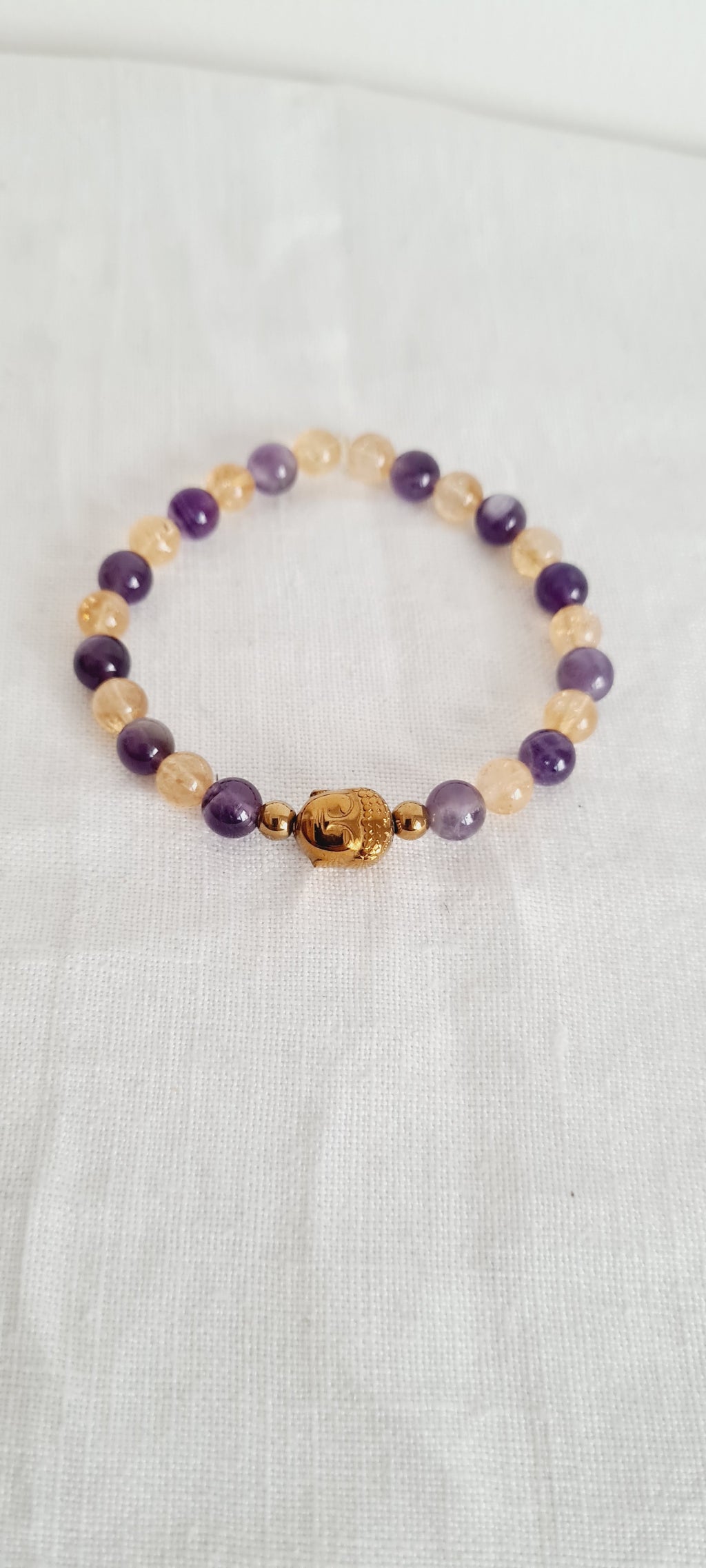 Bracelet Améthyste Citrine Bouddha - Lithothérapie Spirituel France