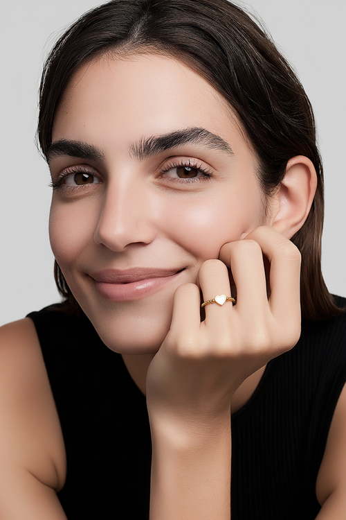 Bague ajustable nacre - Acier inoxydable plaquage ionique