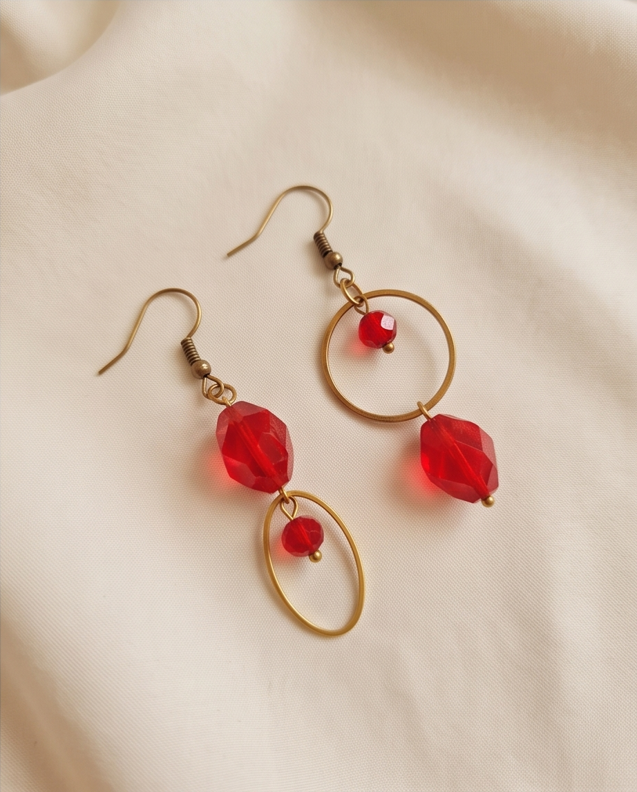 Boucles d'oreilles en cristal & acier inoxydable – Élaine Bohème