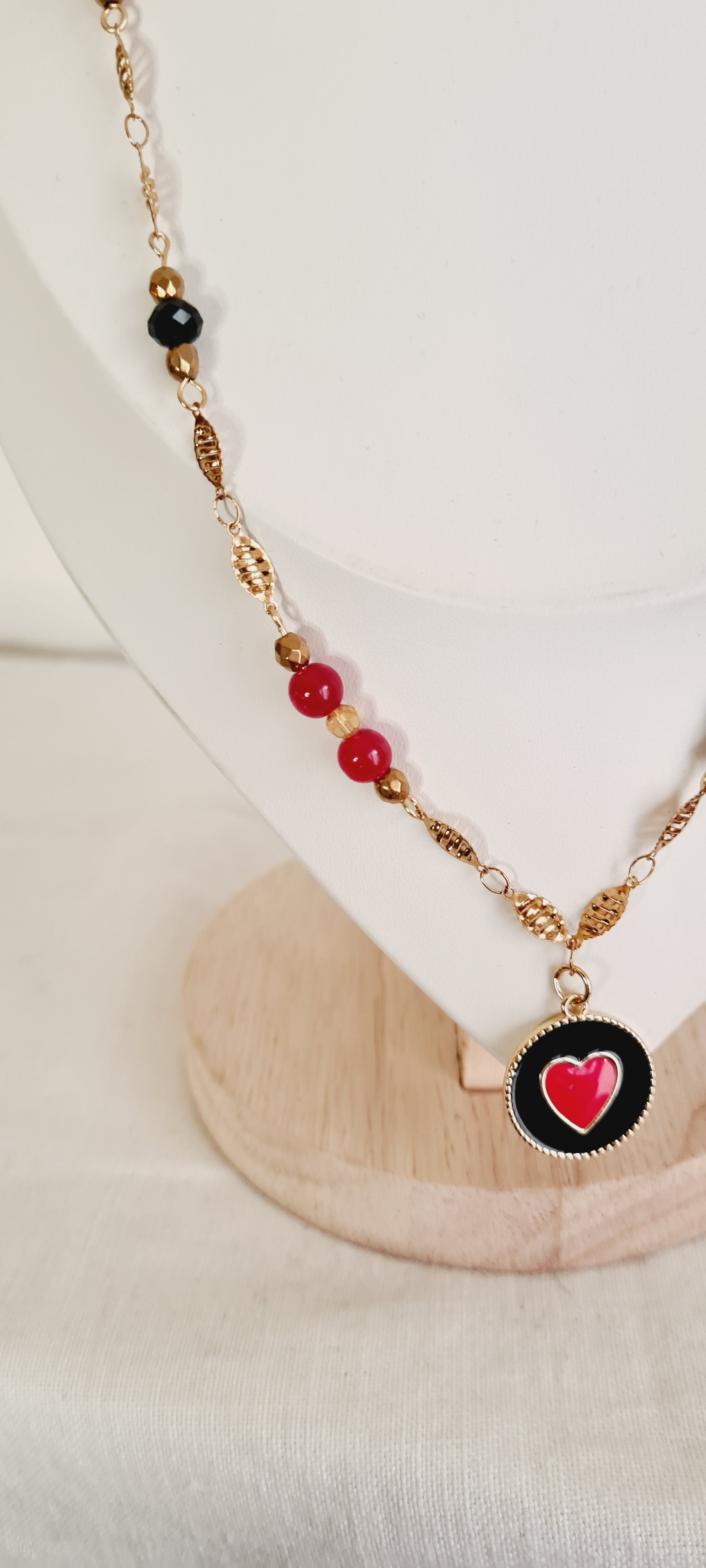 Collier Johanna – Perles de verre & acier inoxydable