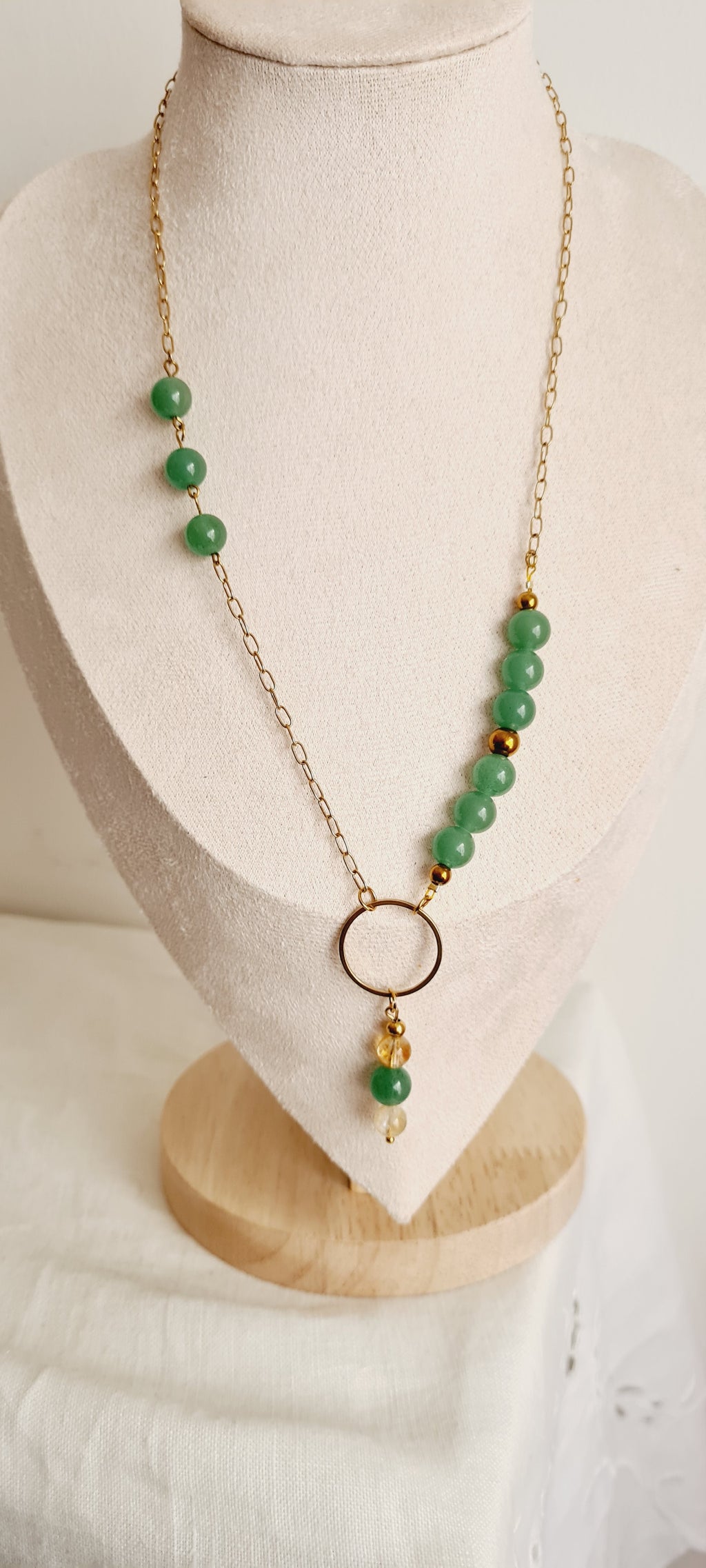 Collier Aventurine & Citrine, Pierre Naturelle Lithothérapie lina