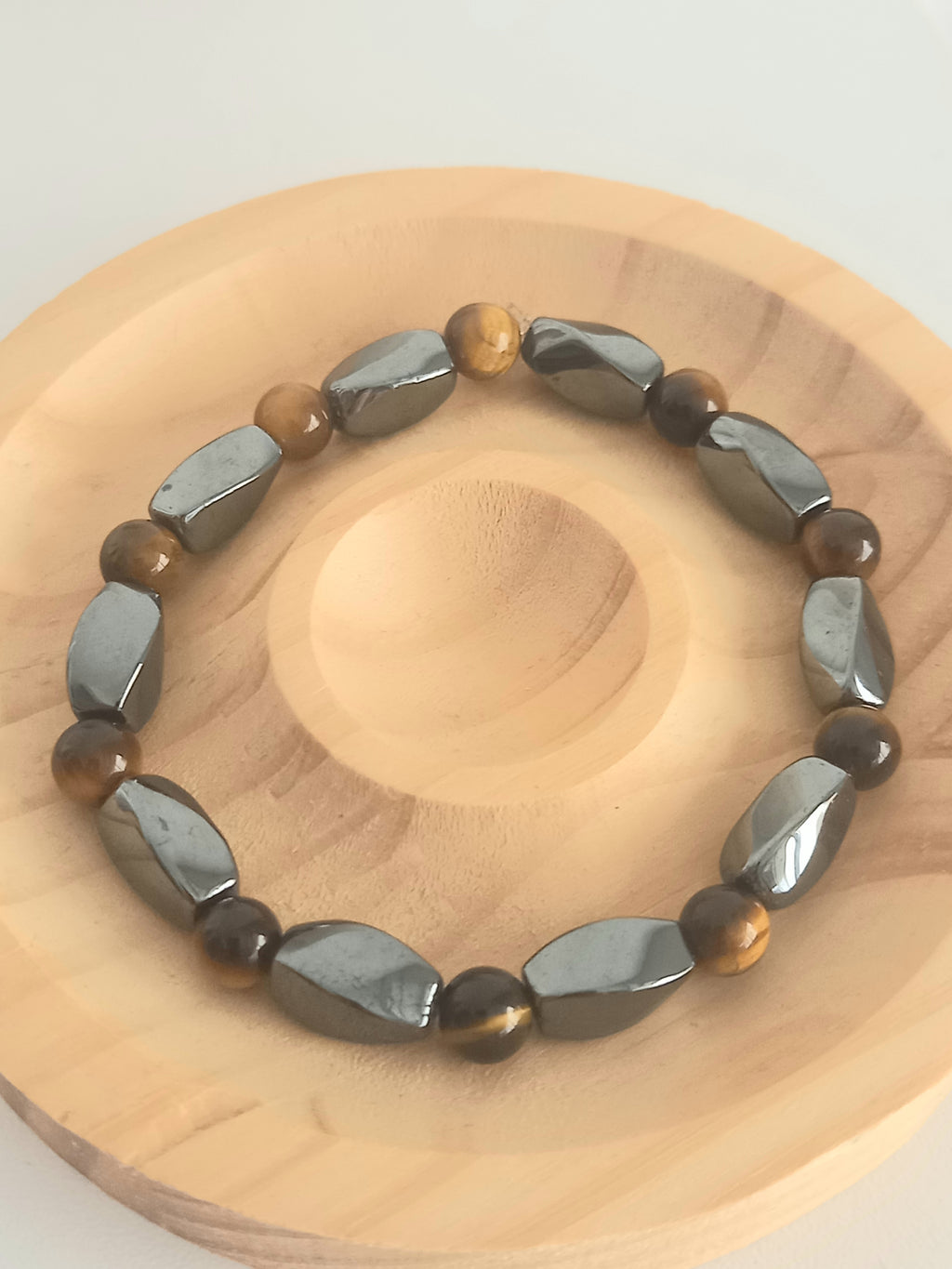 Bracelet homme œil de tigre hématite - Lithothérapie pierres naturelles