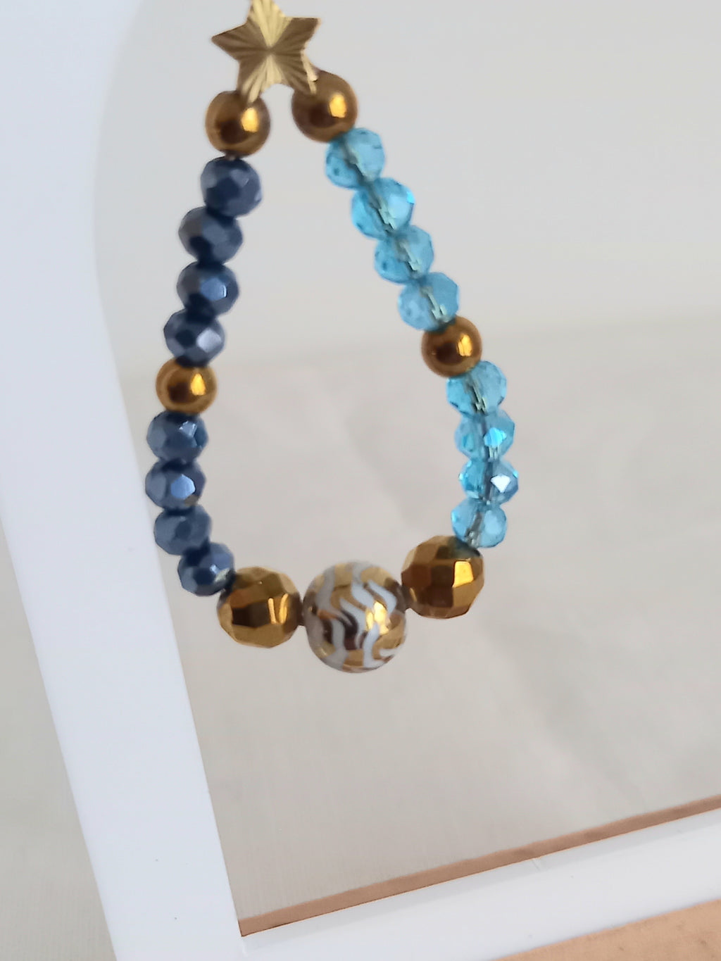 Boucles d'oreilles bleues hématite - Verre acier inoxydable