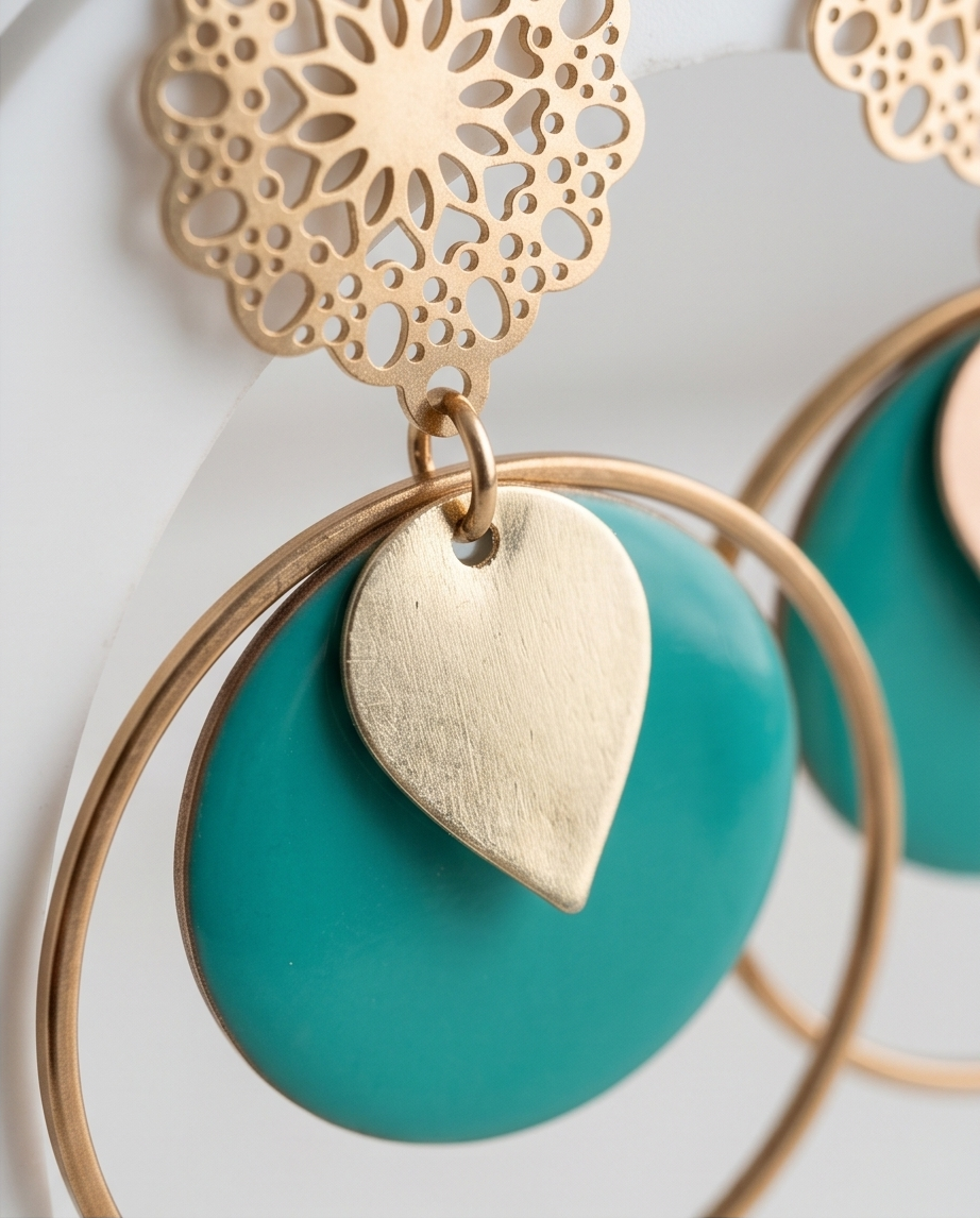 Boucles d'oreilles Eva — Émail Bleu Lac & Acier Inoxydable