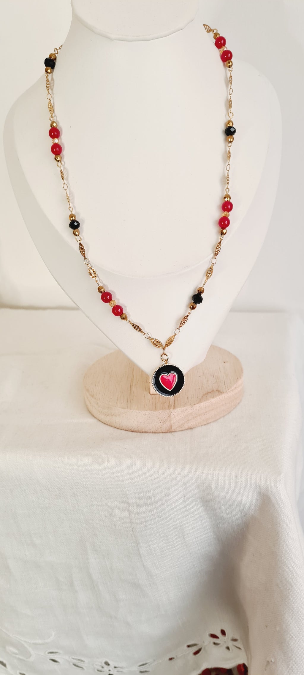 Collier Johanna – Perles de verre & acier inoxydable