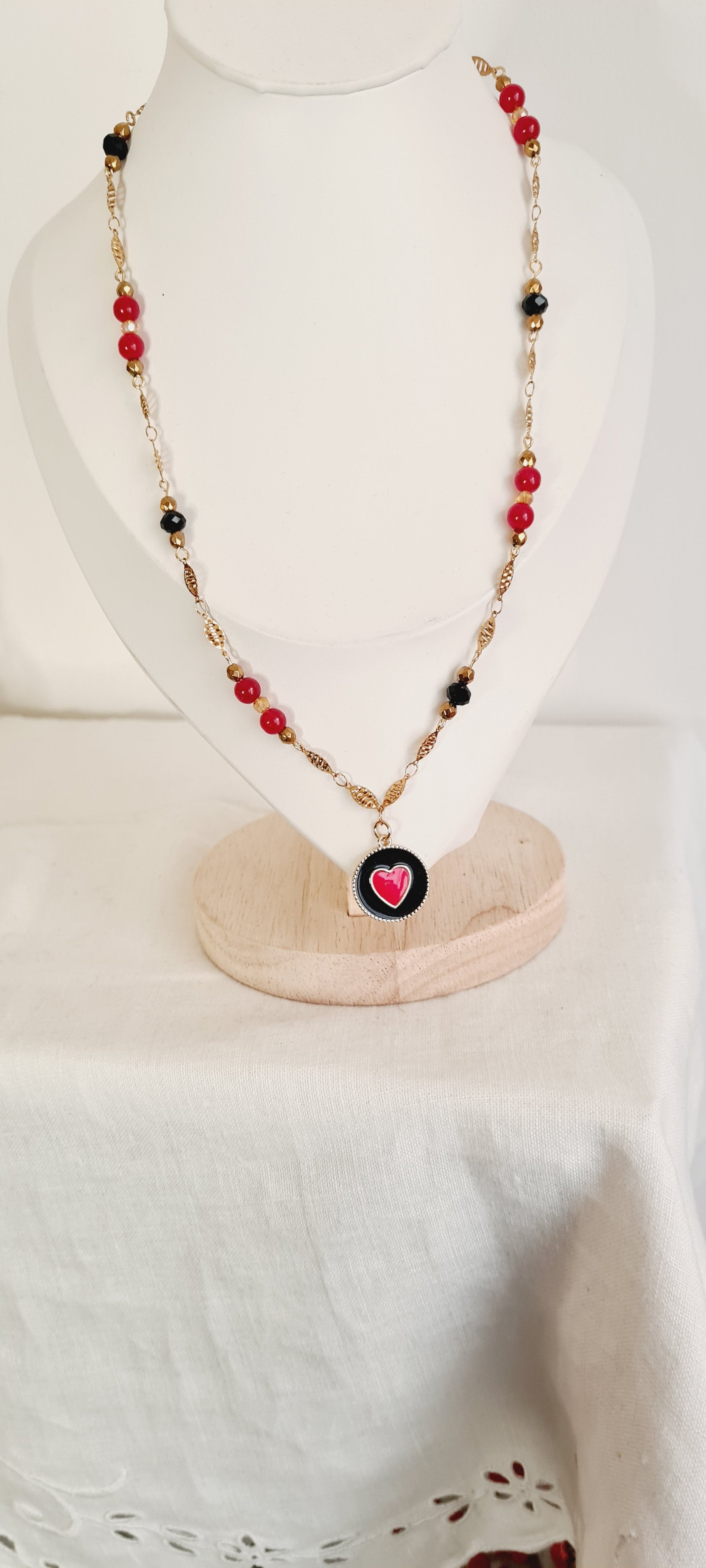 Collier Johanna – Perles de verre & acier inoxydable