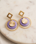 Boucles d'oreilles violettes en émail – Acier inoxydable | Bijou bohème fait main