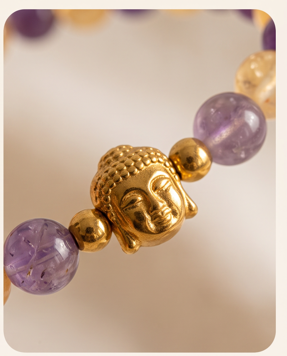 Bracelet Améthyste & Citrine – Lithothérapie | Fait Main France