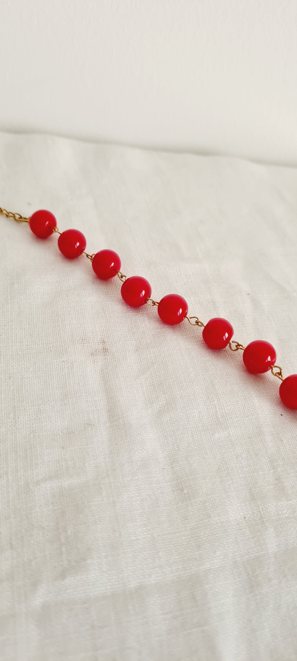 Bracelet Rouge Passion – Perles en Verre & Acier Inoxydable