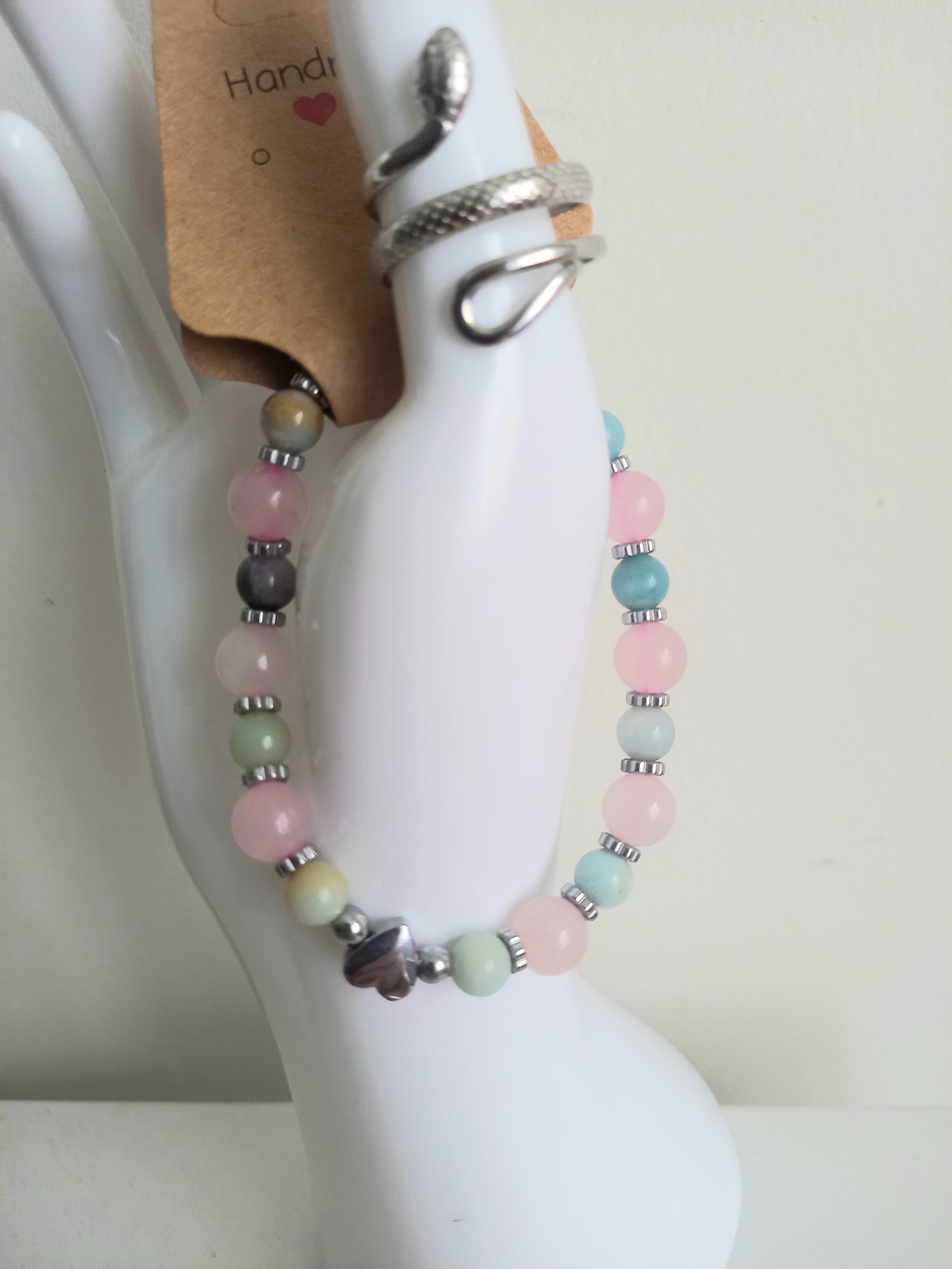 Bracelet lithothérapie quartz et béryl