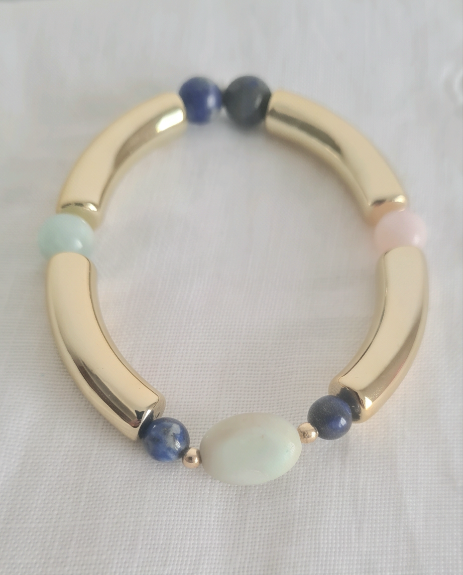 Bracelet Lithothérapie Amazonite & Lapis Lazuli – Sérénité & Expression
