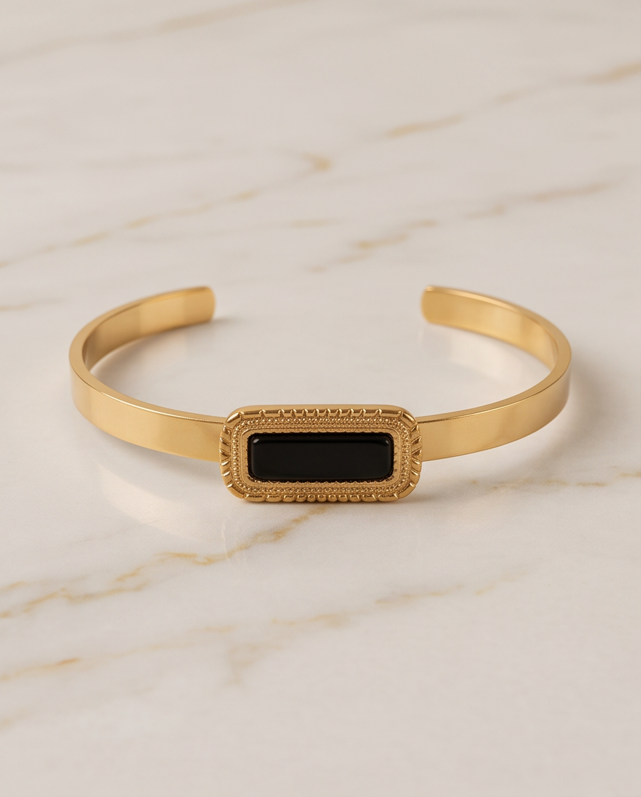 Bracelet Athéna | Agate Noire & Perles Naturelles | Élaine Bohème