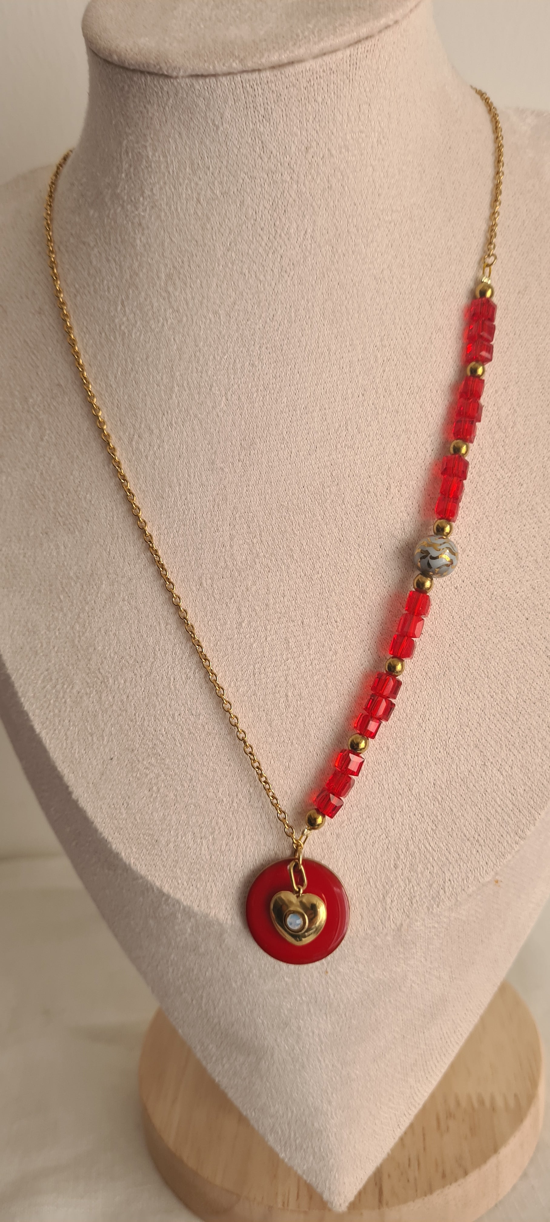 Collier Cœur Rouge Passion - Acier Inoxydable