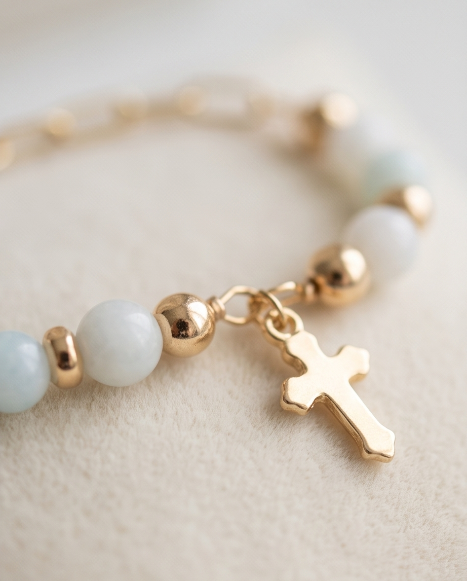 Bracelet amazonite - Perles naturelles acier inoxydable alma