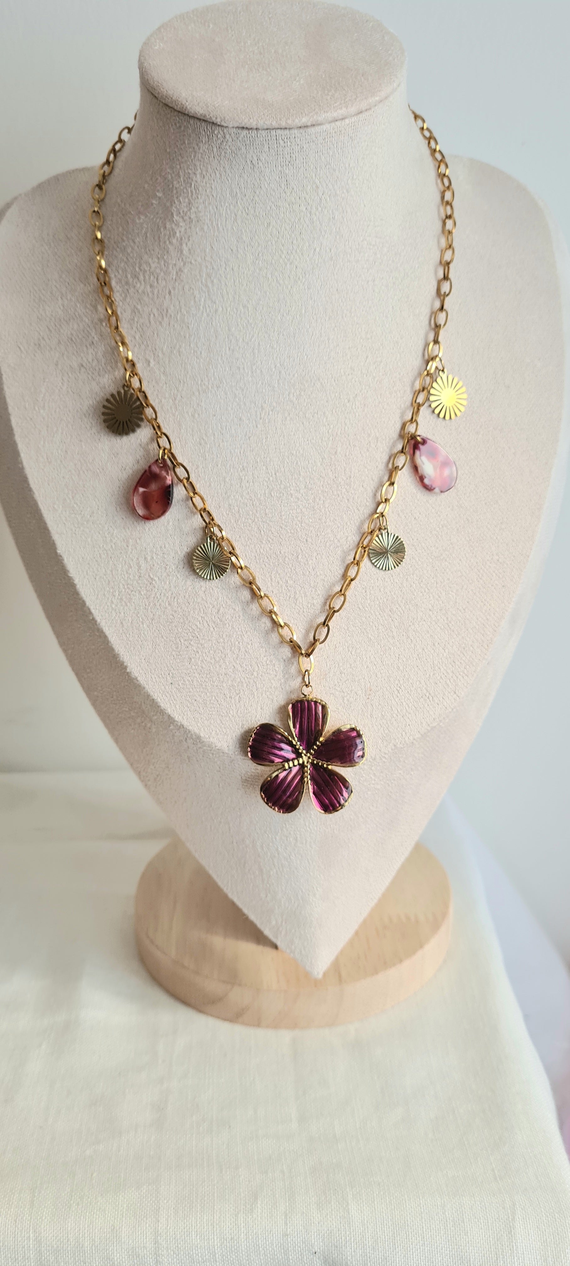 Collier tendance à breloques , acier inoxydable cintia