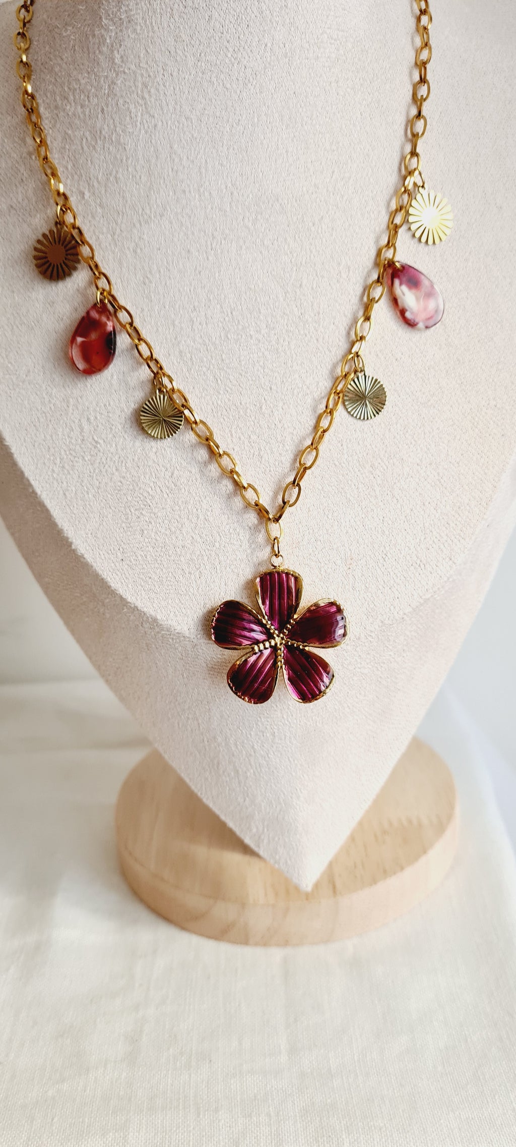 Collier tendance à breloques , acier inoxydable cintia