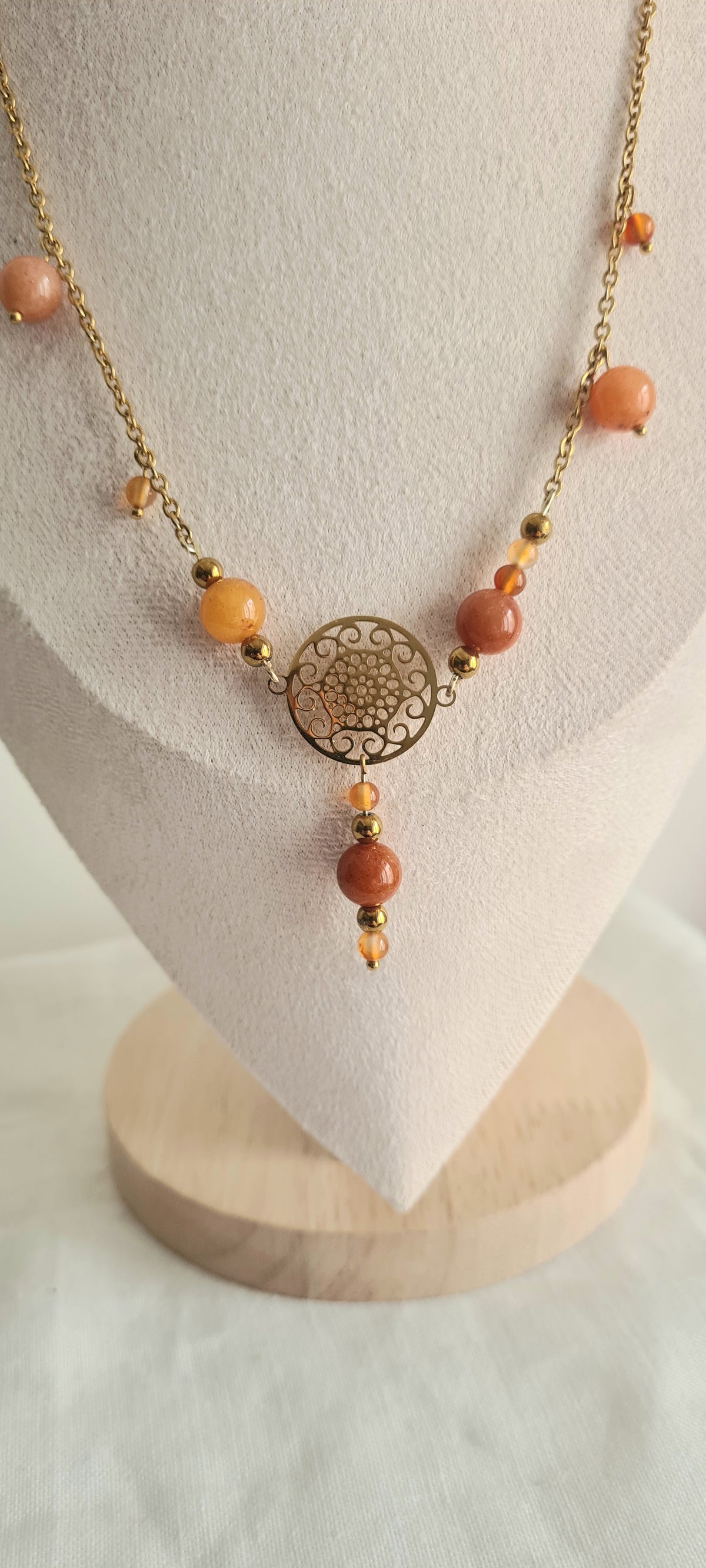 Collier Bohème en perles de cornaline , aline