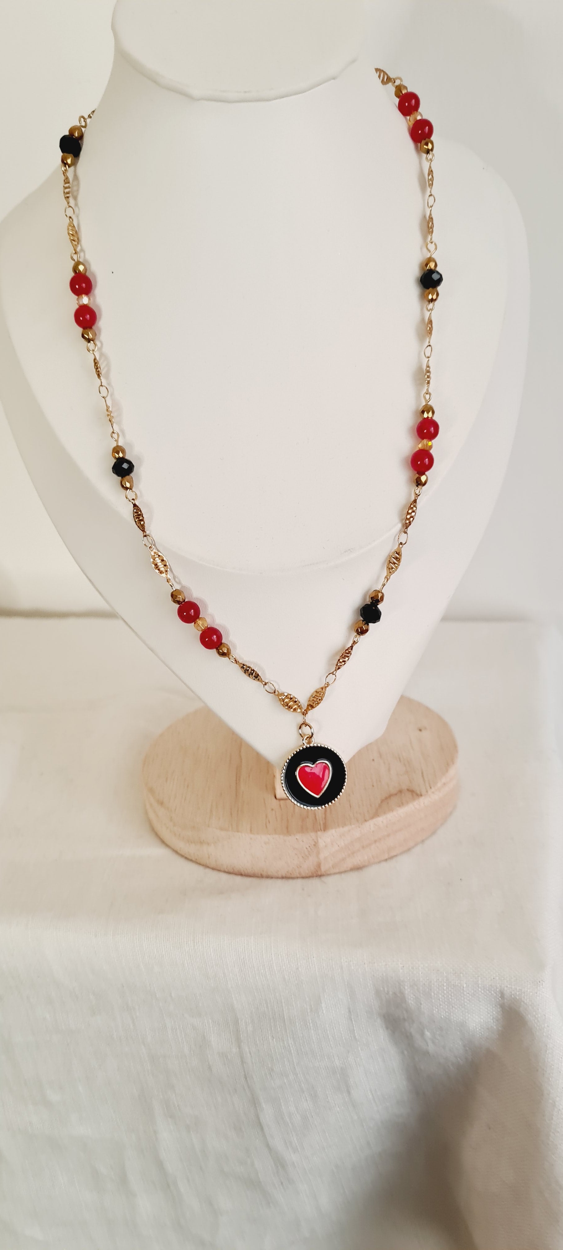 Collier Johanna – Perles de verre & acier inoxydable