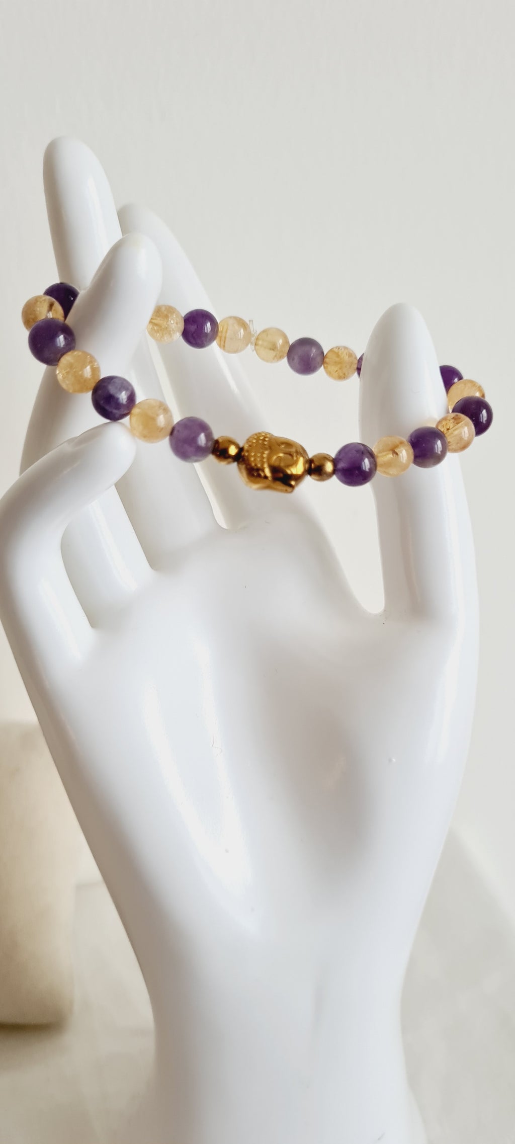Bracelet Améthyste Citrine Bouddha - Lithothérapie Spirituel France