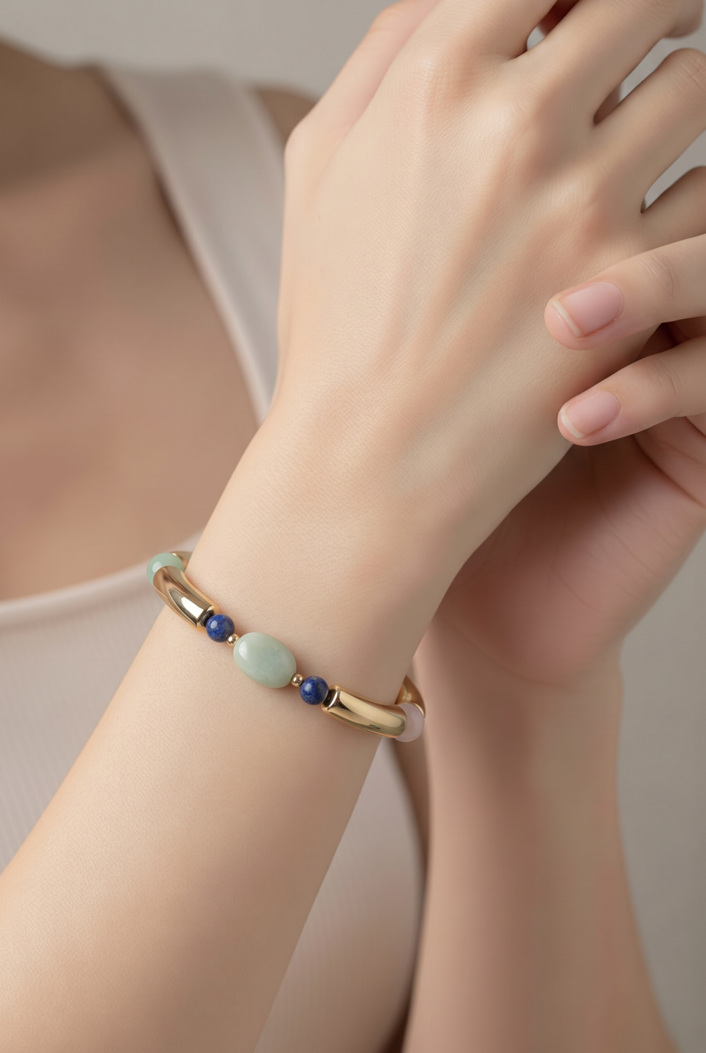 Bracelet Lithothérapie Amazonite & Lapis Lazuli – Sérénité & Expression